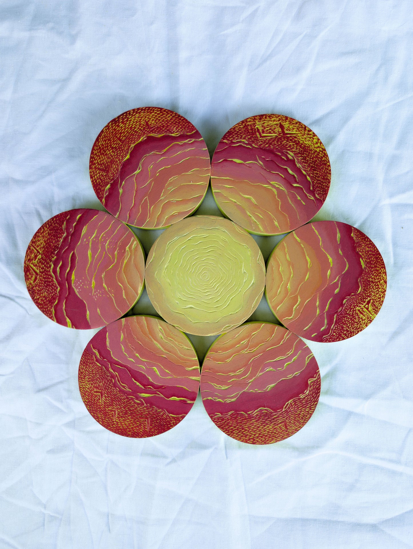 Acrylic on Carved Wood - Waves on Shore