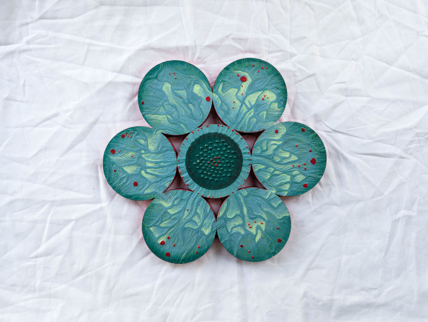 Acrylic on Carved Wood - Blue Flames