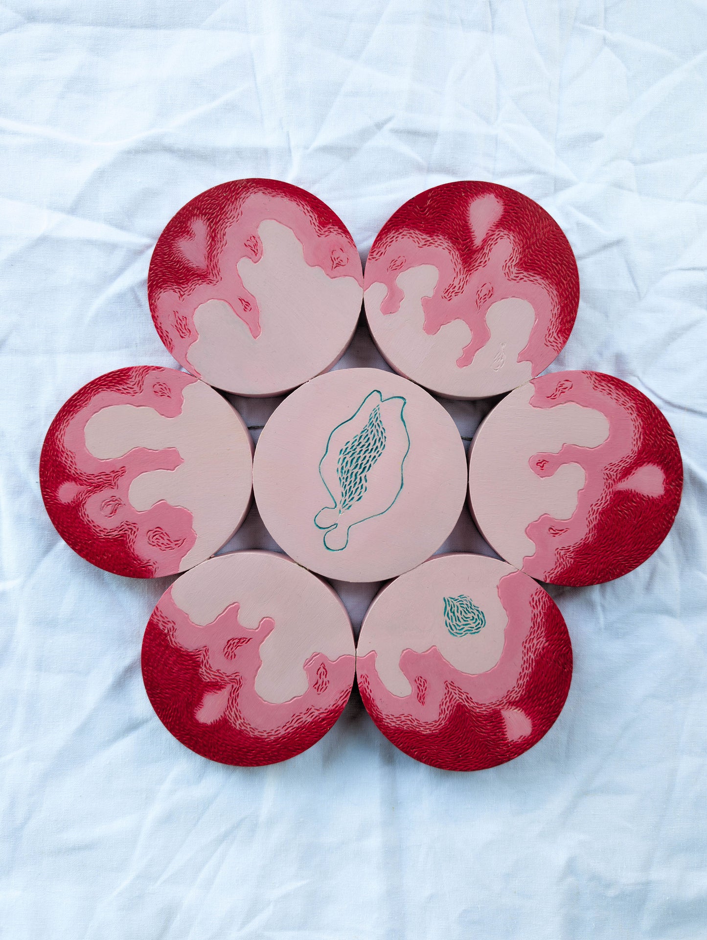 Acrylic on Carved Wood - Burgeoning