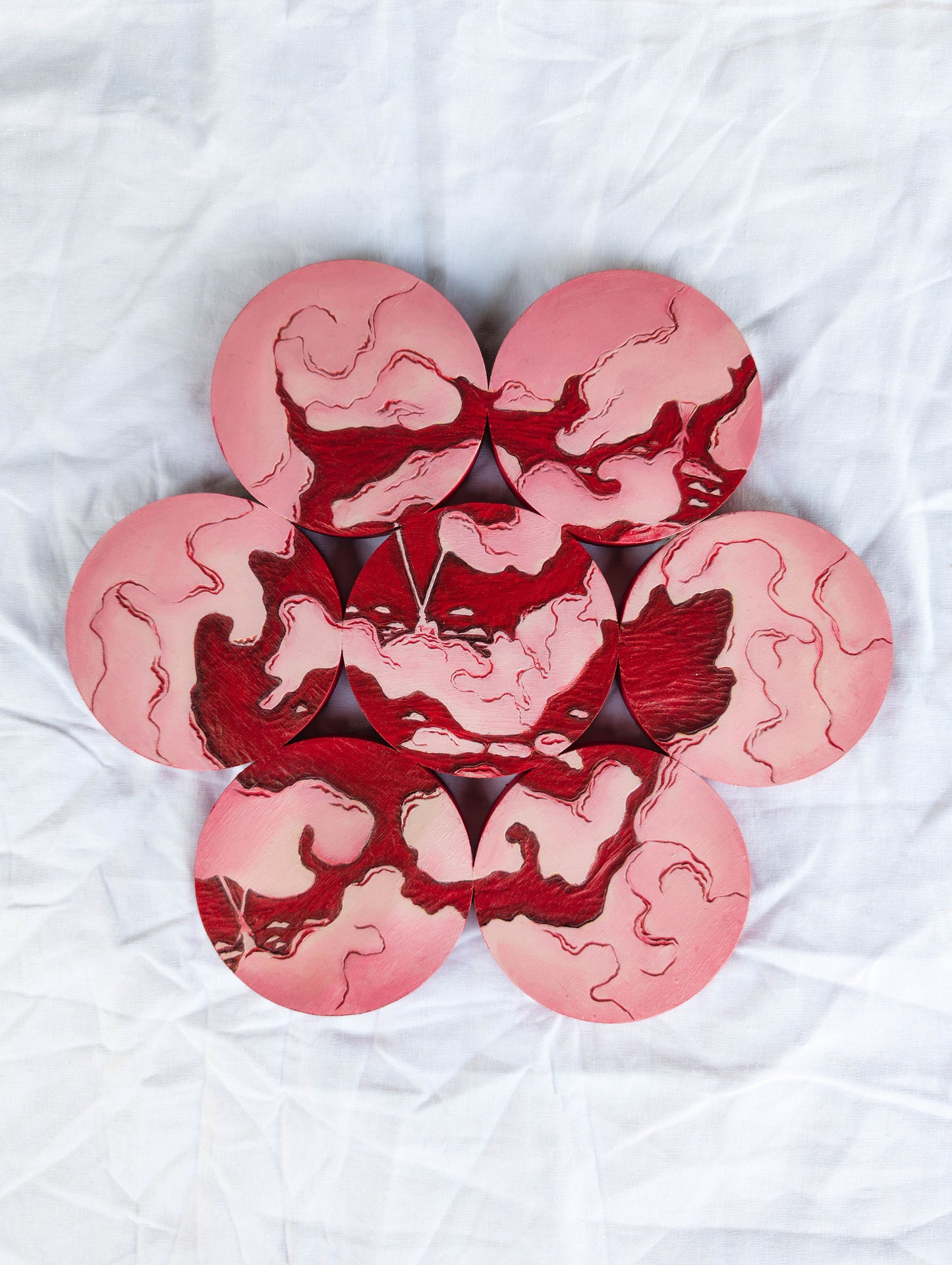 Acrylic on Carved Wood - Though Soft As A Cloud