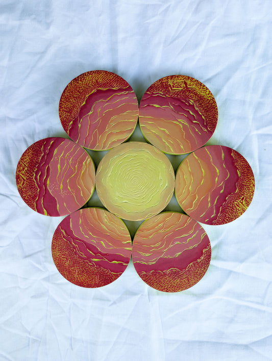 Acrylic on Carved Wood - Waves on Shore