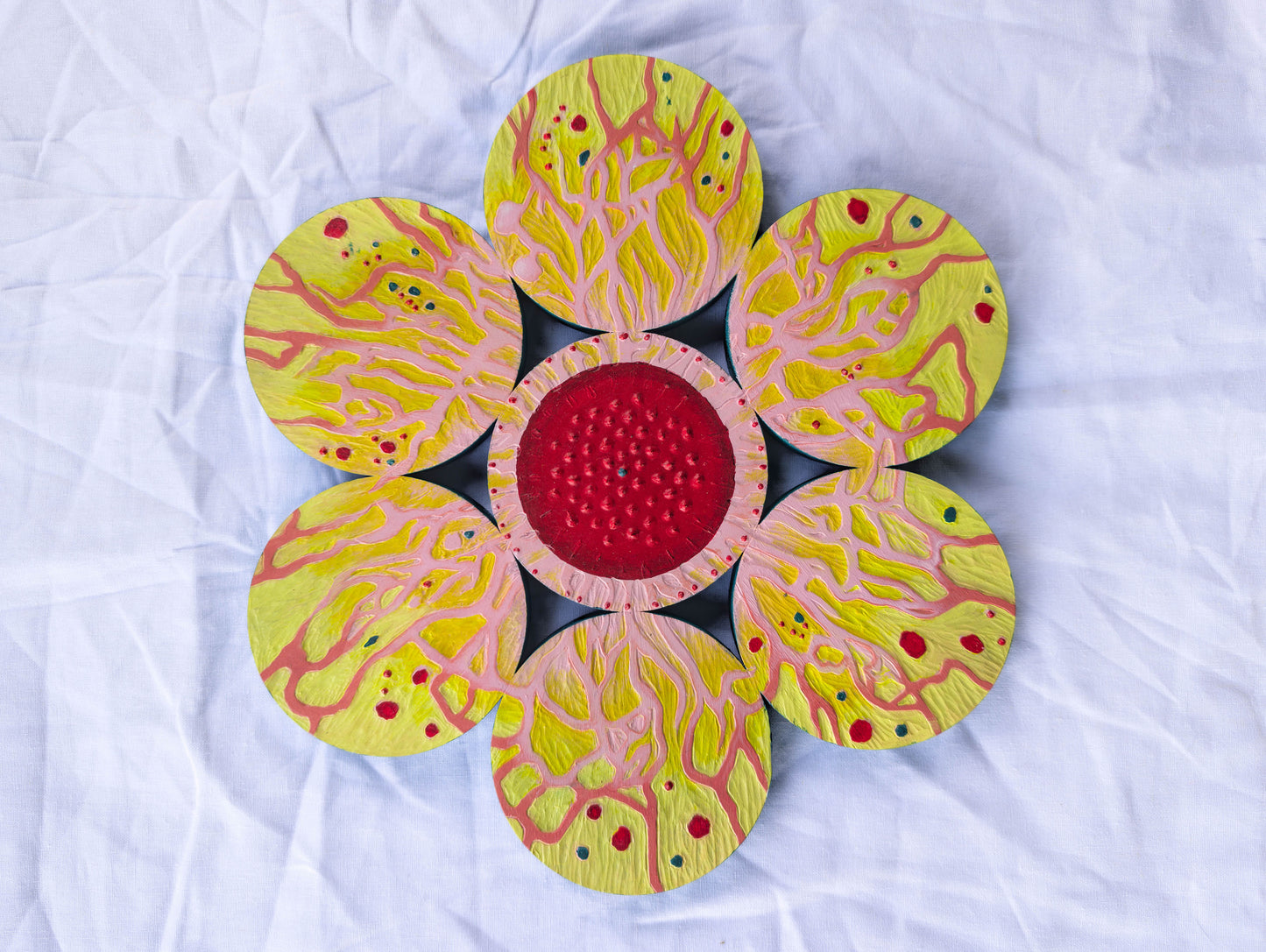 Acrylic on Carved Wood - Proliferation of Bloom