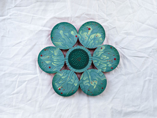 Acrylic on Carved Wood - Blue Flames