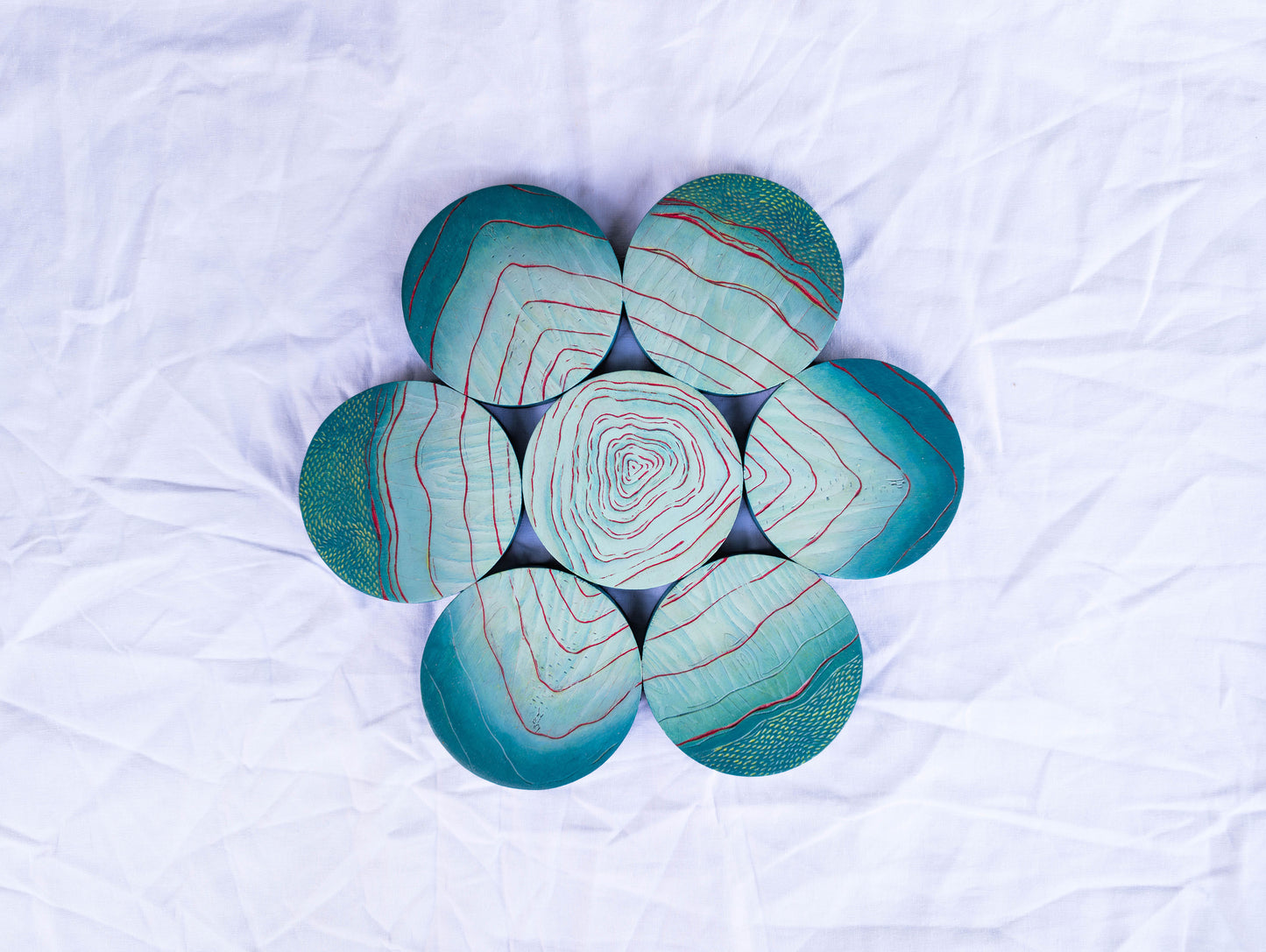 Acrylic on Carved Wood - Ripples From Across the Sea