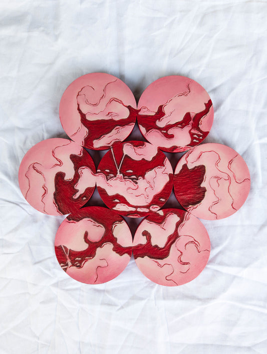 Acrylic on Carved Wood - Though Soft As A Cloud